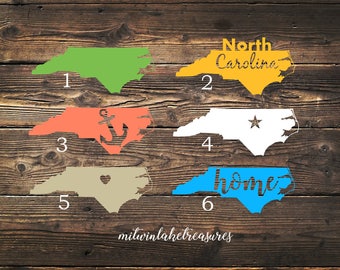 North Carolina Decal / Custom Color, Size, Car, Yeti, Tumbler, Wall Decal / Beach, Nautical, Anchor, Home, Heart, Pride Accessories