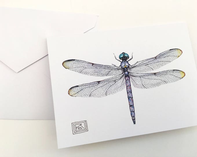 Set of 8 Dragonfly watercolor cards, watercolor dragonfly,greeting cards, printed watercolor cards,blank greeting card,painting,