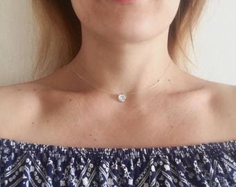 Dazzling Zircon Necklace on Invisible Transparent Line.