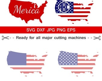 USA Map Flag SVG, 4th of July Monogram, American Flag SVG, Patriotic Monogram svg, Flag, Map, 'merica,for CriCut Silhouette svg jpg png dxf