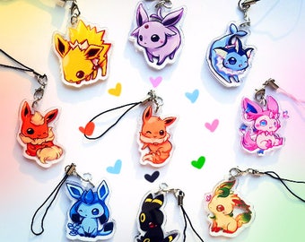 Pokemon Eevee Eeveelution Double Sided 1.5in Acrylic Charms