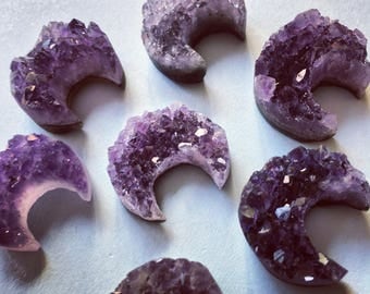 Amethyst Crystal Moon Druzy Crescent Moon Decoration