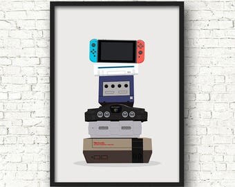 Evolution of Gaming - Print, Poster, Nintendo Consoles, Gaming, A3, A4, Geek, Nerd, For Him, For Her, Gift, Gamer, Video Games, Wedding Gift
