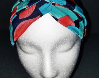 Mommy & Me Stretchy Turban Style Headband - Red and Green Leaves