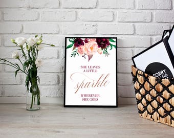 She Leaves a Little Sparkle Wherever She Goes, Kate Spade Quote, Kate Spade, Bridal Shower Decor, Instant Download, Printable, #MF001