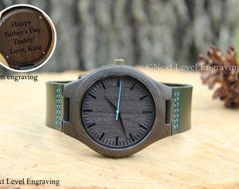 Mens Wooden Watch, Personalized Mens Watch, Engraved Mens Wrist Watch, Father's Day Gift, Engraved Wood Watch, Personalized Wooden Watch
