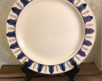 Vintage Large Plate Platter By Homer Laughlin -Blue Gold - Backstamp B 37 N 6 - Made In USA - 1930's