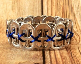 Can Tab Bracelet - Royal Blue - Upcycled Jewelry - Recycled - Gift for Her - Gift for Him - Unique - Pop Tab - Beer Tab - Aluminum -Pull Tab