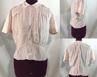 1950's | Saks Fifth Avenue Blouse | pink 100% Silk