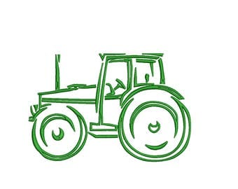 Farm Tractor Embroidery Design - outline only sketch Tractor PES format instant download 4,5,6,7 inch