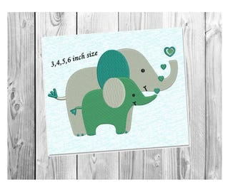 Baby Elephant Embroidery Design - Mother and Baby ~ Elephant Embroidery Design - Instant Download