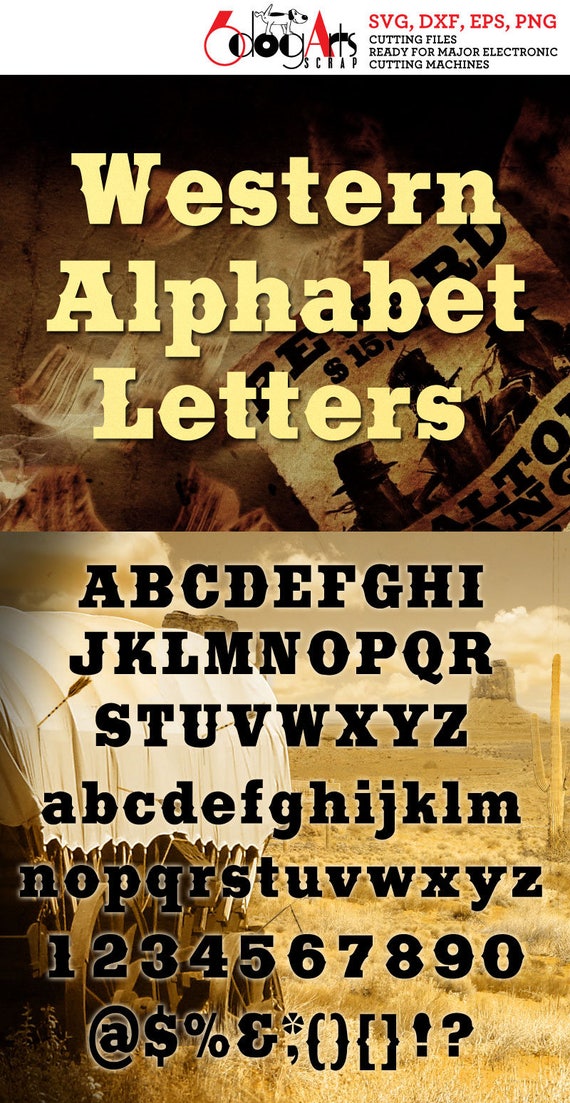 Western Alphabet Letters Digital Cut Files Svg Dfx Eps Png