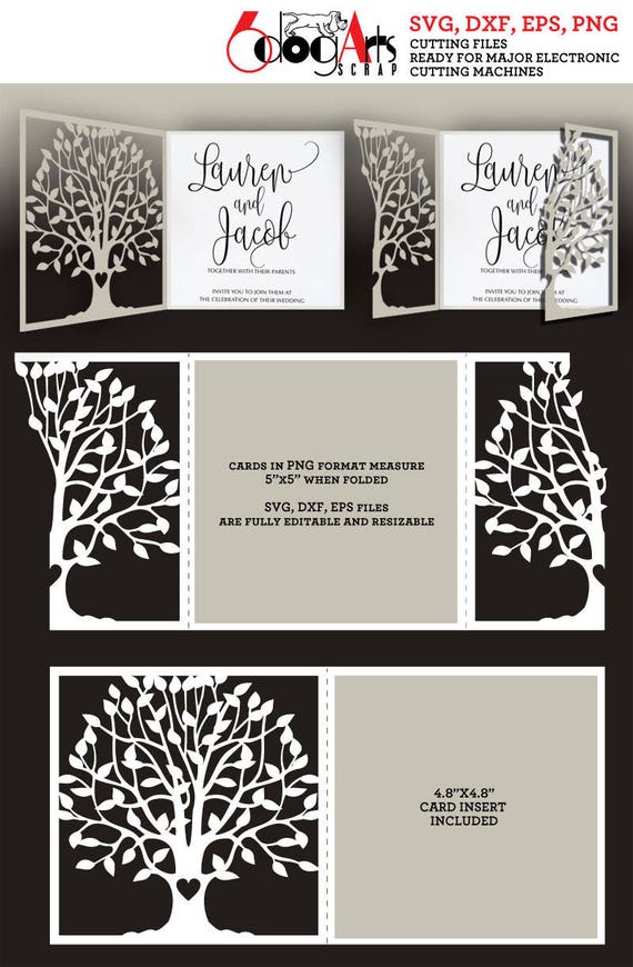 Download 2 Tree Lace Card Templates Digital Cut SVG DXF Files ...