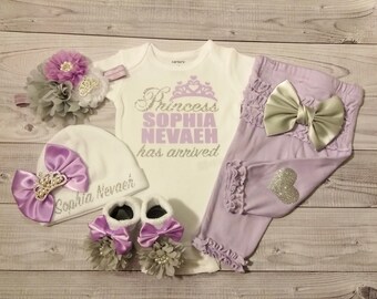 Baby Girl Coming Home Outfit, Baby Girl Clothes, Personalized, Newborn Girl, Outfit, Name, Take Home, Newborn Baby, Worth the Wait, Princess