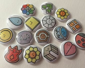Pokemon Badge Adorkables - 1 inch pins or magnets - Set of Eight