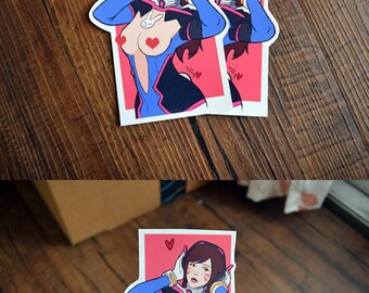 Mature D.va Sticker, Overwatch sticker, sexy sticker, Diva Sticker, handmade sticker, large sticker