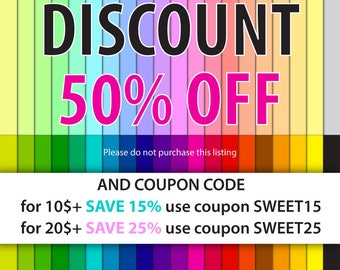 Discount, 50% OFF, Coupon Code, Promotion, Clip Art, Digital Paper, Background, Printables, Planner Stickers
