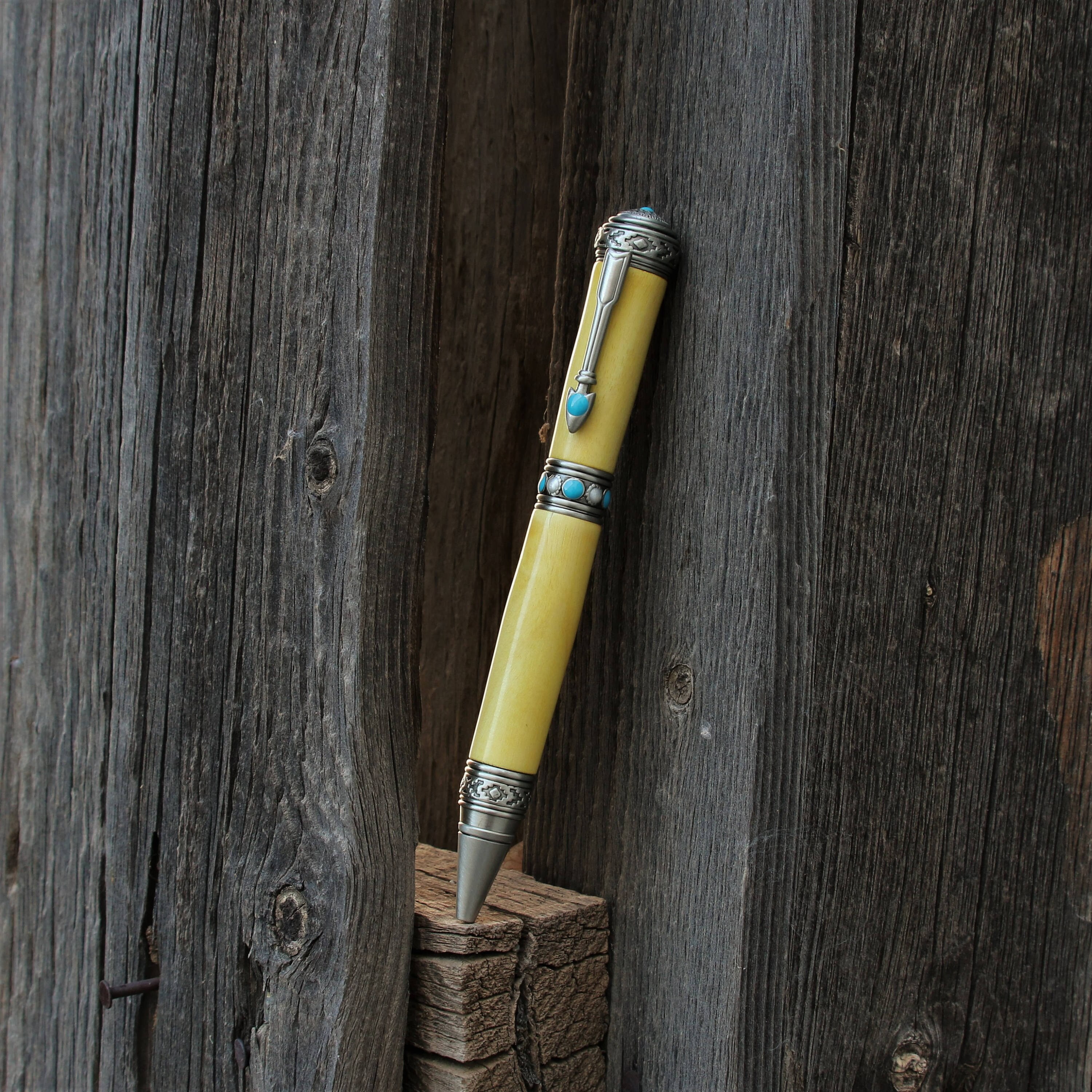 Homemade Arizona Southwest Palo Verde Wood and Pewter Pen