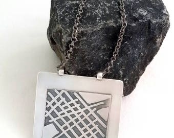 Long pendant necklace, metalwork, artisan jewelry, gift for her