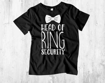 Ring Security Shirt - Head Of Ring Security - Ring Bearer Shirt - Ring Bearer Gift - Bow Tie Shirt - Bridal Party - Wedding Party Shirts