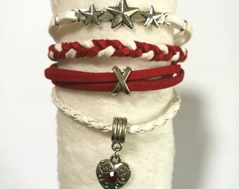 "jewel forever" bracelet MULTISTRAND red and white