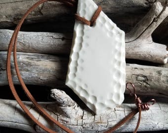 Geometric Porcelain Pendant / Porcelain Jewelry, Ceramic Jewelry, Handmade Necklace