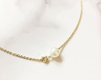 necklace pearl dainty gold jewelry filled simple