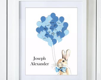 Blue Bunny Baby Shower Guest Book Alternative