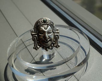 Large Aztect Sterling Silver Mexican Brooche