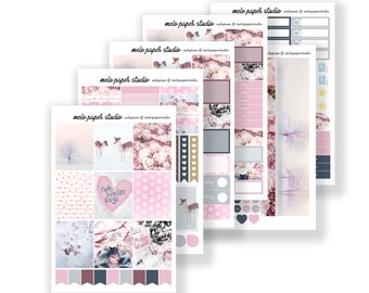Pink Winter Days / Planner Sticker Kit / Erin Condren / Sweater Weather / Winter / Holidays / December / Christmas / Pink / Roses /