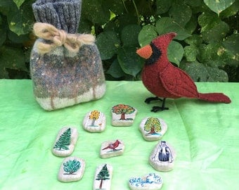 Storytelling set with story stones - Little Bird and the Evergreens