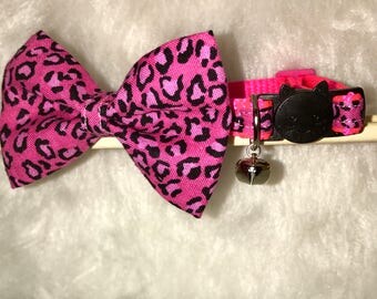 Cheetah Cat Collar with Bow Tie- "Wild Thing"- Breakaway Cat Collar / Kitten Collar