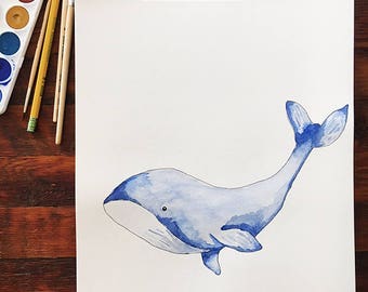 Whale watercolor | Etsy