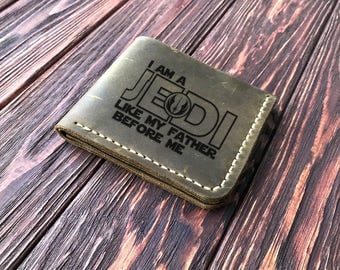 Star Wars Wallet, Personalized Mens Wallet I Am a Jedi, Like My Father Before Me Leather Wallet Mens Husband Gift Personalized Mens Gift k12