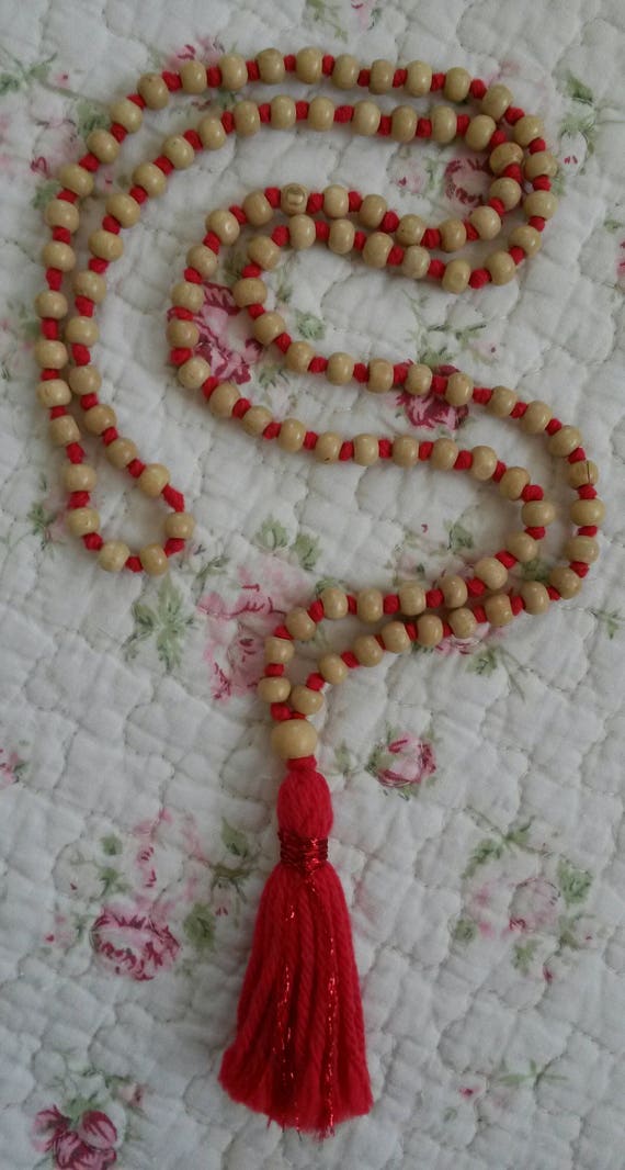 108 Natural Wooden Bead Japa Mala Hindu Prayer Beads Hindu