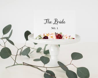 Marsala Place Cards, Wedding Escort Cards, Floral Place Cards, Printed Wedding Place Cards, Burgundy Escort Cards, Floral Marsala Placecards