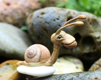 Riding Snail with saddle and hitching post Fairy Garden