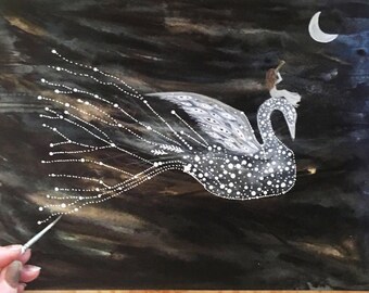 Original Painting // Olivia and the Star Swan // Elise Mahan