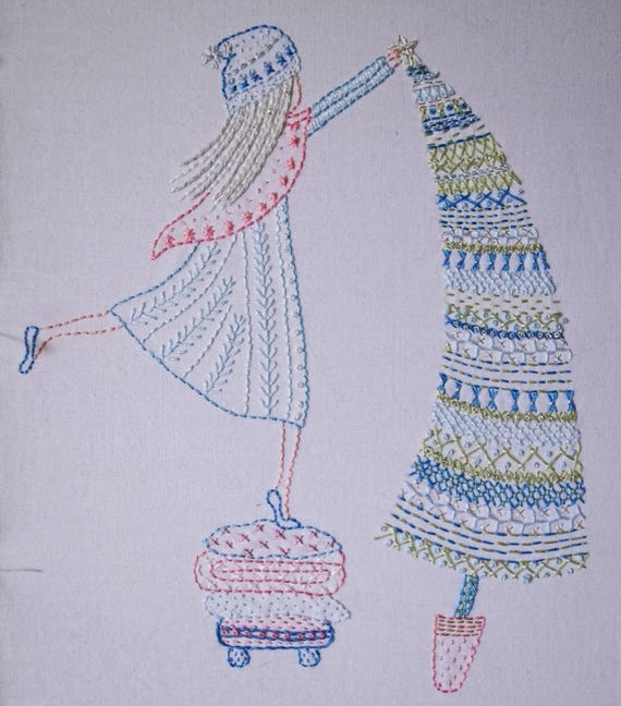 putting up the tree hand embroidery pattern pdf