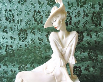 Young Lady on Balaustre Sculpture 15" Vintage 1991 Giuseppe Armani Figurine Italy