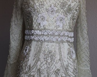 1930s wedding Vintage Lace Wedding dress coat with satin