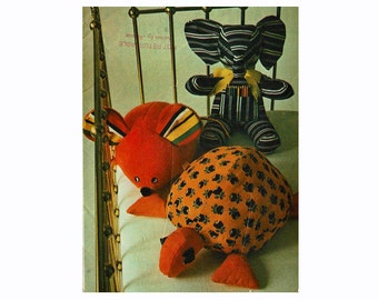 1970s Sewing Pattern Set of Stuffed Animals Butterick 3419 Elephant Mouse Turtle Uncut Sewing Pattern 70s