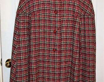 Vintage 1960s Ladies Cranberry Red Plaid Wool PENDLETON Cape Only 99 USD