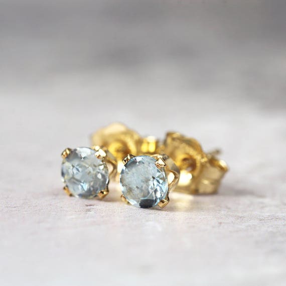 Blue Aquamarine Earrings - March Birthstone Gift