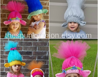 Trolls hats, Smidge, DJ Suki, Poppy, Branch, Guy Diamond