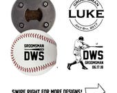 Baseball Best Man Gift - Baseball Bottle Opener - Made From a REAL Baseball - Personalize with Wedding Info - The BaseballOpener