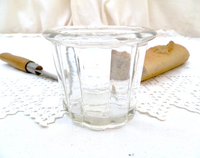 Small Antique French Jam Jar, Excellent Condition Clear Glass with Bubbles Jar, Vintage Cookware from France