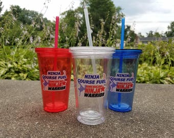 Ninja Warrior Party Favor, Ninja Warrior Birthday, Tumblers w/ Sticker, Ninja Party Favors, Ninja Birthday Party, Ninja Warrior Tumbler