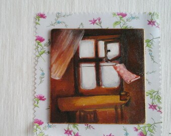 Amber Glow/ 10x10 cm/ Tiny original acrylic painting