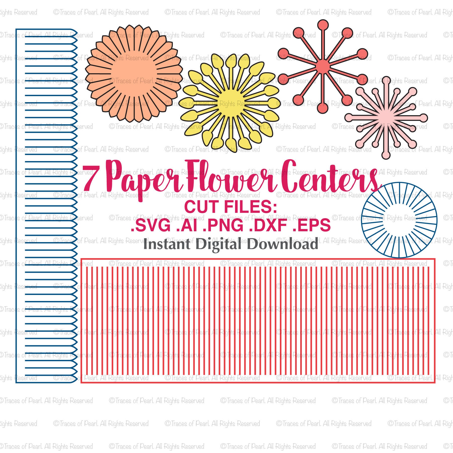 Download Paper Flower Centers SVG File Stamen cutting files for Paper